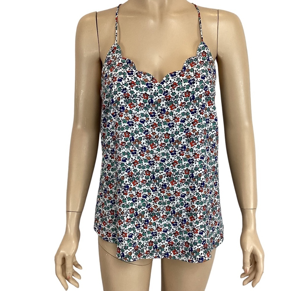 J Crew floral scalloped sleeveless top‎ size 4